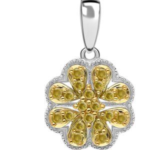Yellow Diamond Pendant in Rhodium and Platinum Over Sterling Silver 0.25 carats